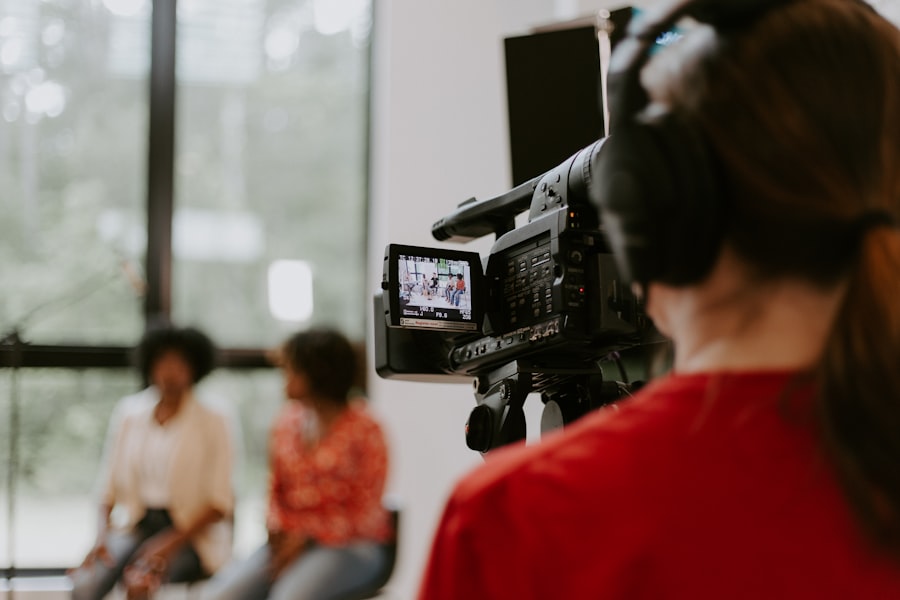 Film crew recording a documentary or corporate video