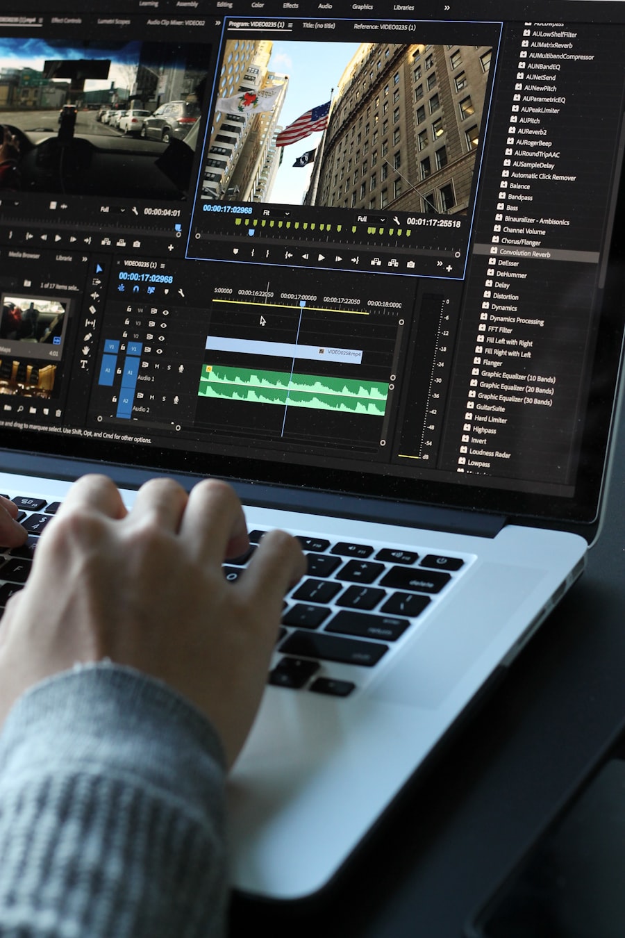 Video editing timeline representing visual effects and animation work